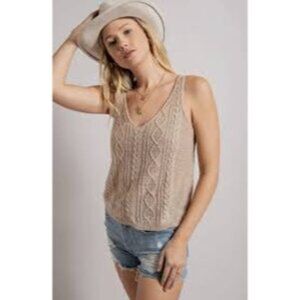 Blu Pepper Soft Cable Knit Sweater Tank - size M NEW